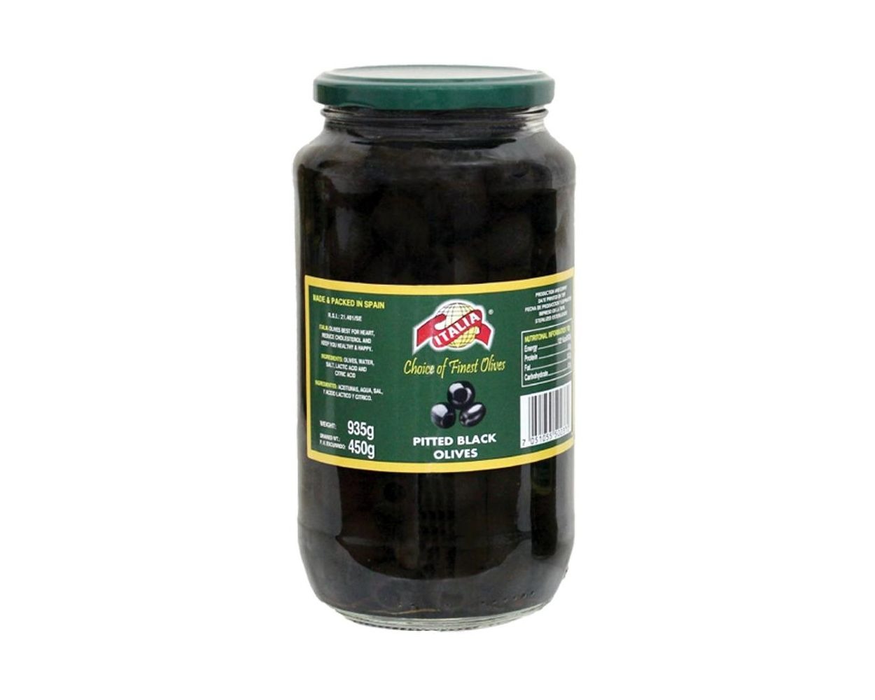 ITALIA PLAIN BLACK OLIVES 450GM