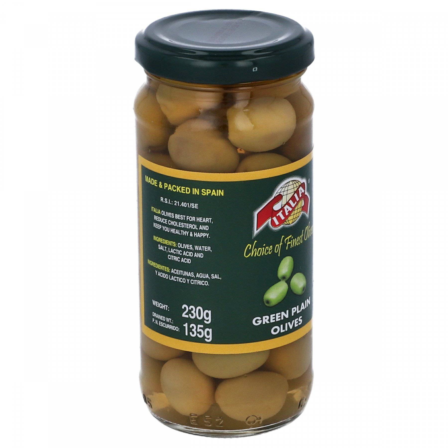 ITALIA GREEN PLAIN OLIVES 230 GRMS