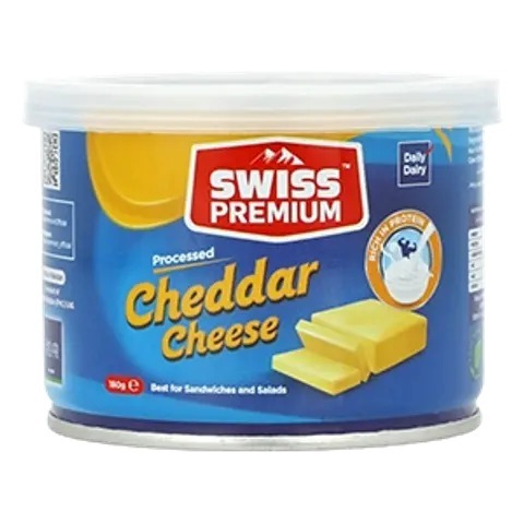 SWISS PREMIUM CHEDDAR CHEESE 180GM TIN